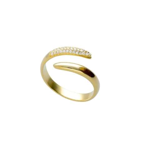 Anillo Ajustable Victoria Cruz Lux Gotas Plata Baño Oro y Circonitas Blancas A5632-07DA