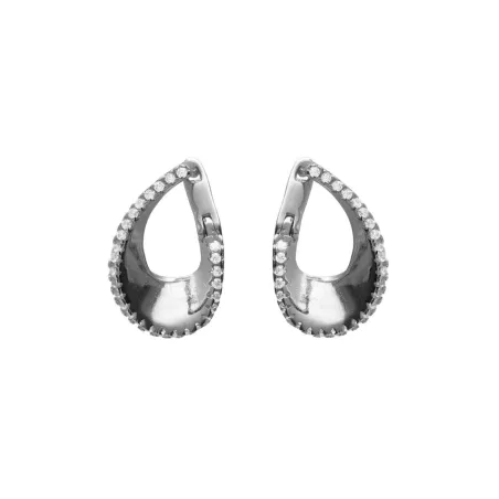 Pendientes Cortos Victoria Cruz Lux Gota Baño Rodio y Circonitas Blancas A5638-07HT