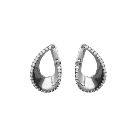 Pendientes Cortos Victoria Cruz Lux Gota Baño Rodio y Circonitas Blancas A5638-07HT