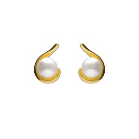 Pendientes Botón Victoria Cruz Solene Plata Baño Oro y...