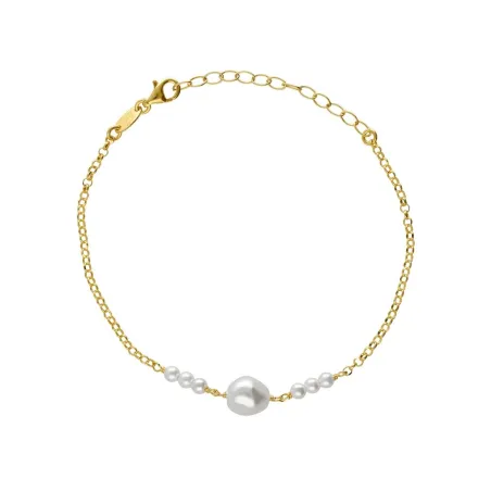Pulsera Victoria Cruz Solene Plata Baño Oro y Perlas A5752-00DP
