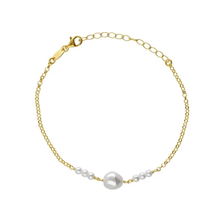 Pulsera Victoria Cruz Solene Plata Baño Oro y Perlas A5752-00DP