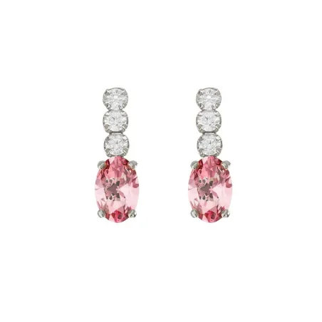 Pendientes Victoria Cruz Bonjour Plata Baño Rodio, Cristales Riviere y Rosa A5211-04HT