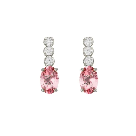 Pendientes Victoria Cruz Bonjour Plata Baño Rodio, Cristales Riviere y Rosa A5211-04HT