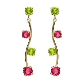 Pendientes Largos Victoria Cruz Fleur Plata Baño Oro y...