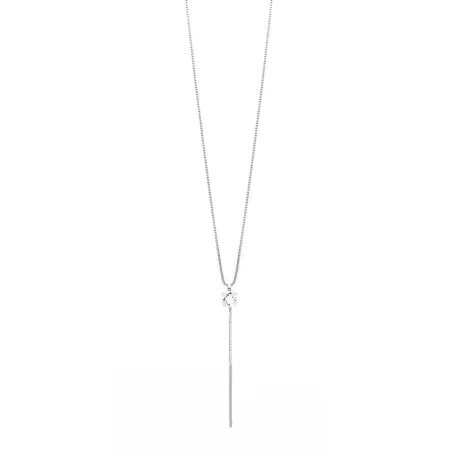 Collar Corto Victoria Cruz Minimal Plata Baño Rodio y Cristal Blanco A3263-07HG