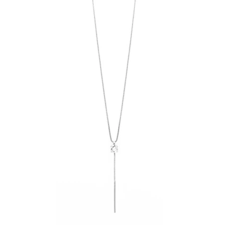 Collar Corto Victoria Cruz Minimal Plata Baño Rodio y Cristal Blanco A3263-07HG