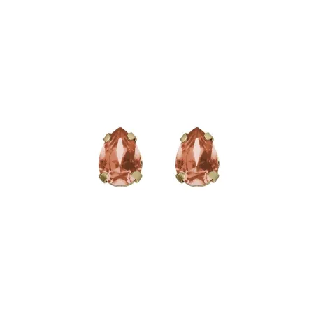Pendientes Botón Victoria Cruz Birthstone Plata Baño Oro y Cristal Light Peach A5503-24DT