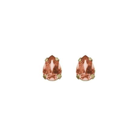 Pendientes Botón Victoria Cruz Birthstone Plata Baño Oro y Cristal Light Peach A5503-24DT