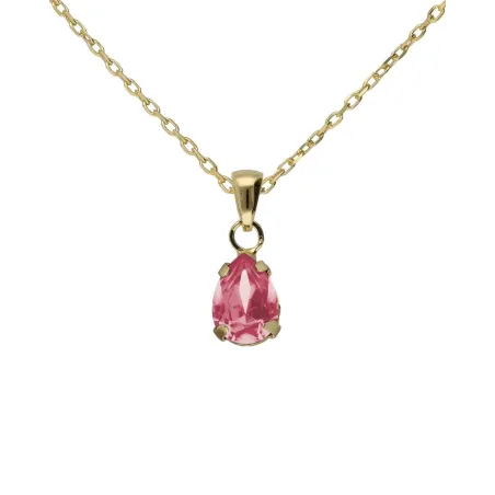 Collar Corto Victoria Cruz Brithstone Plata Baño Oro y Cristal Rosa A5504-04DG