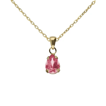 Collar Corto Victoria Cruz Brithstone Plata Baño Oro y Cristal Rosa A5504-04DG