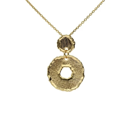 Collar Corto Victoria Cruz Alaska Círculo Plata Baño Oro A5585-DG
