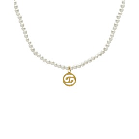 Collar Corto Victoria Cruz Solene Cáncer Plata Baño Oro y...