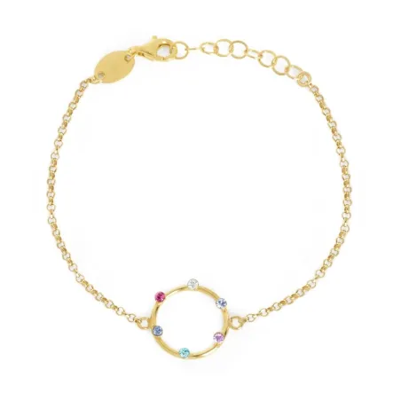 Pulsera Victoria Cruz Iris Plata Baño Oro y Cristales Multicolor A3582-MDP
