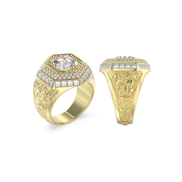 Anillo Guess Liong King Acero Baño Oro y...