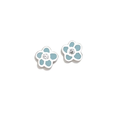 Pendientes Agatha Ruiz de la Prada New Bebé Flor Plata Baño Rodio y Esmalte Azul 094NBE