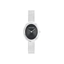 Reloj Calvin Klein Twisted Bezel Plateado y Negro Analógico Mujer 25100151