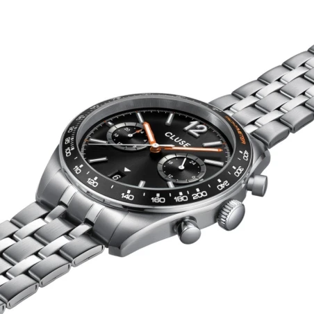 Reloj Cluse Aravis Dual Timer Plateado y Negro Multifunción CW25603 