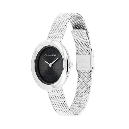 Reloj Calvin Klein Twisted Bezel Plateado y Negro Analógico Mujer 25100151