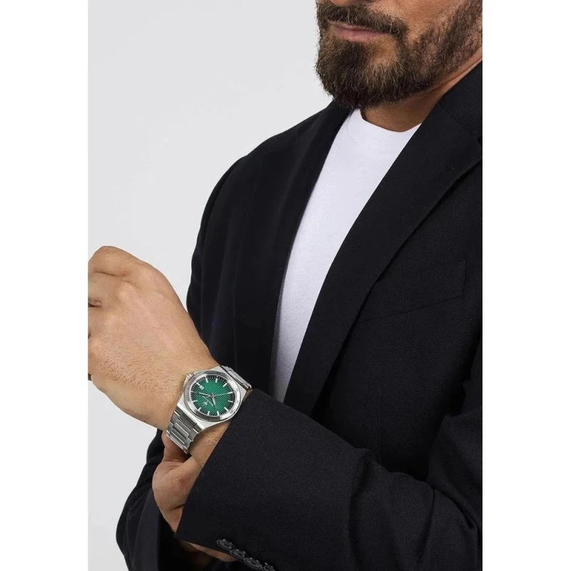 Reloj Maserati Velocitá Slim Plateado y Verde Analógico Hombre R8853153003