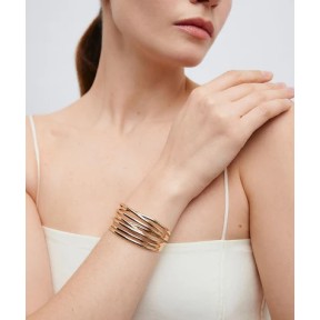 Brazalete Rígido Vidal&Vidal Siara Tiras Baño Oro X98298 2