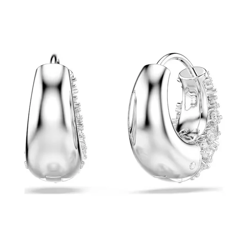 Pendientes Swarovski Sublima Aro Baño Rodio y Cristales Blancos 5732282