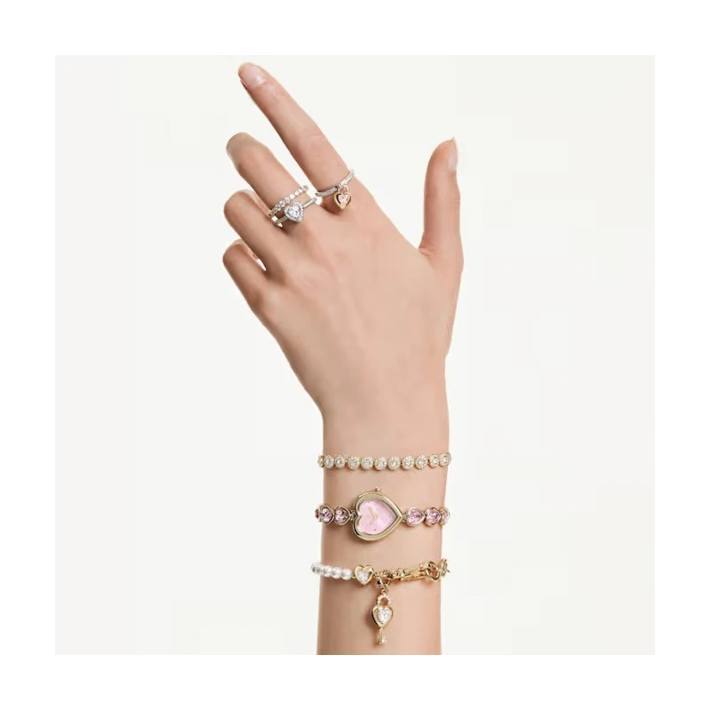 Anillo Swarovski Una Angelic Corazón Baño Rodio y Cristales Blancos 5744046