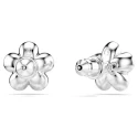 Pendientes Swarovski Angelical Flor Baño Rodio, Cristales Blancos y Perla 5756098