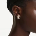 Pendientes Swarovski Hyperbola Doble Círculo Baño Oro y Cristales Blancos 5740407