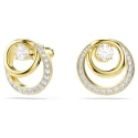 Pendientes Swarovski Hyperbola Doble Círculo Baño Oro y Cristales Blancos 5740407