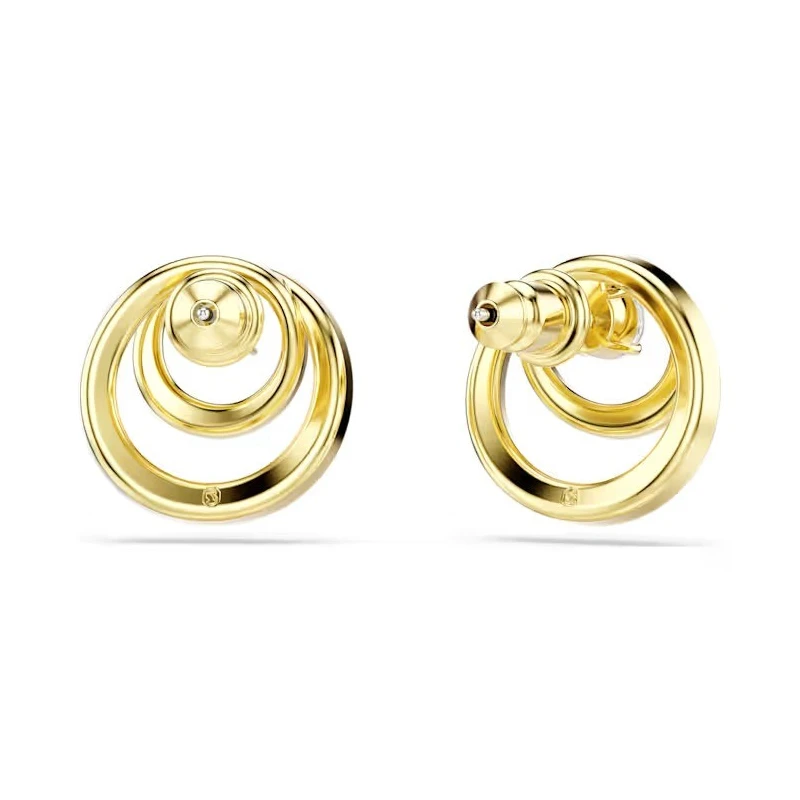 Pendientes Swarovski Hyperbola Doble Círculo Baño Oro y Cristales Blancos 5740407