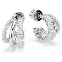 Pendientes Swarovski Hyperbola Triple Aro Baño Rodio y Cristales Blancos 5737110
