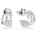 Pendientes Swarovski Hyperbola Triple Aro Baño Rodio y Cristales Blancos 5737110
