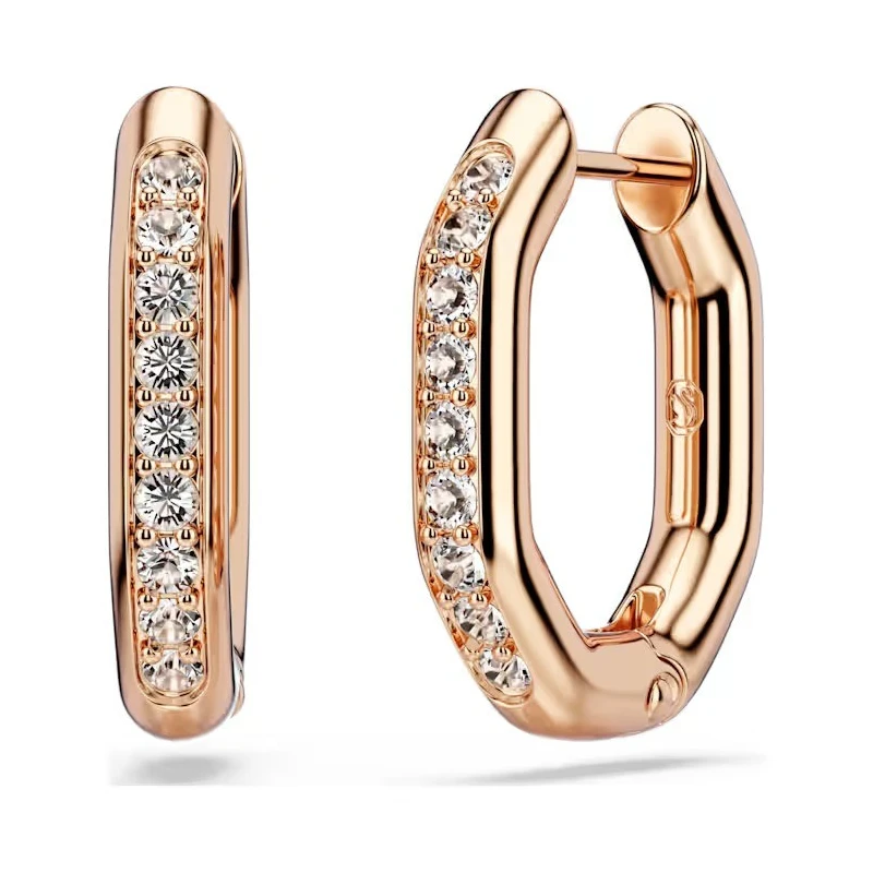 Pendientes Swarovski Dextera Octógono Baño Rosado y Cristales Blancos 5743798