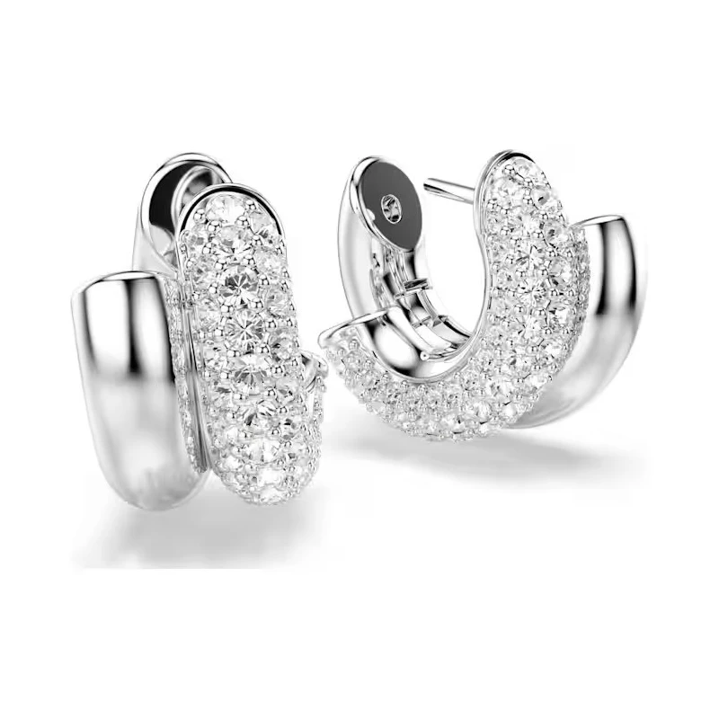 Pendientes Swarovski Dextera Aro Baño Rodio y Cristales Blancos 5738197