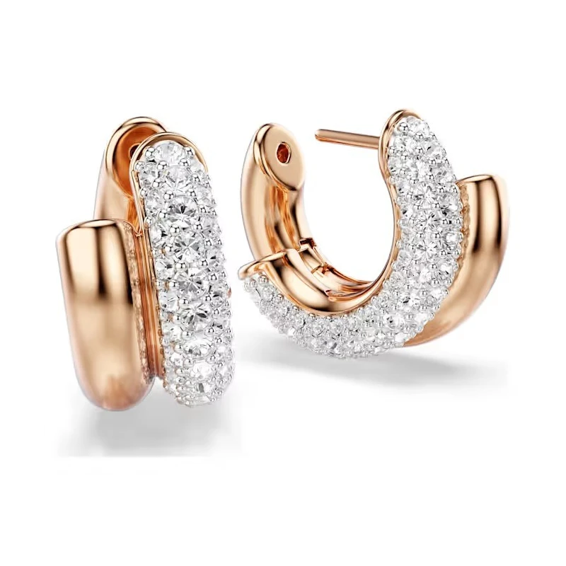 Pendientes Swarovski Dextera Aro Baño Rosado y Cristales Blancos 5738198