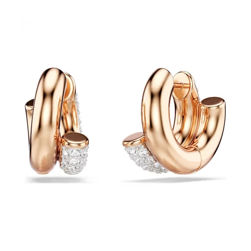 Pendientes Swarovski Dextera Aro Baño Rosado y Cristales Blancos 5738198