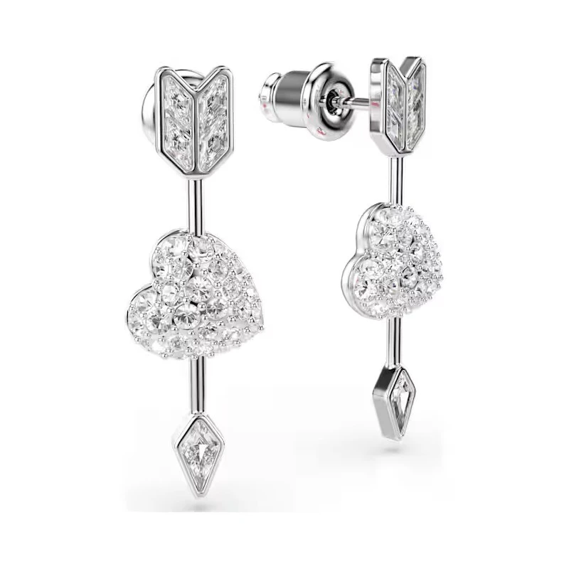 Pendientes Swarovski Idyllia Flecha y Corazón Baño Rodio y Cristales Blancos 5749602