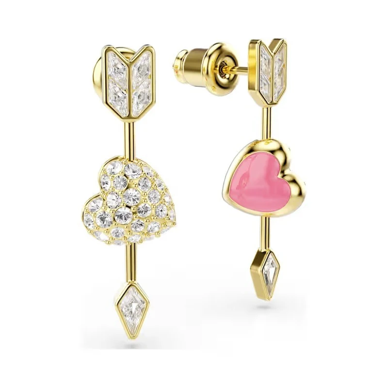 Pendientes Swarovski Idyllia Flecha y Corazón Baño Oro y Cristales Blancos 5737295