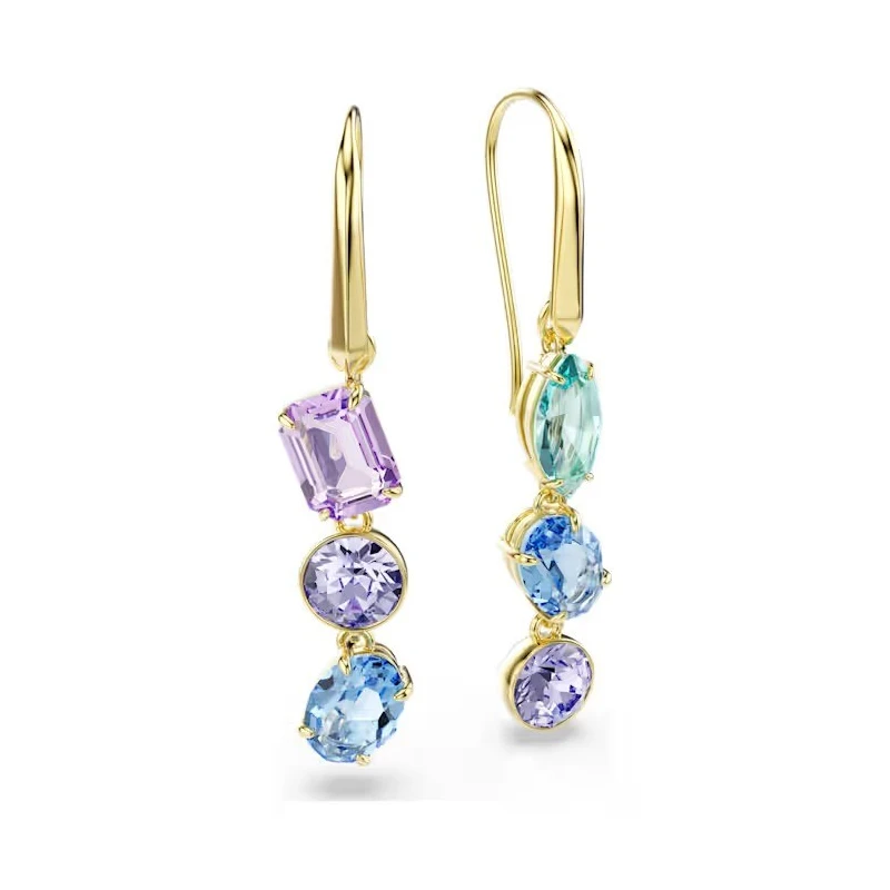 Pendientes Swarovski Gema Baño Oro y Cristales Multicolor 5747917