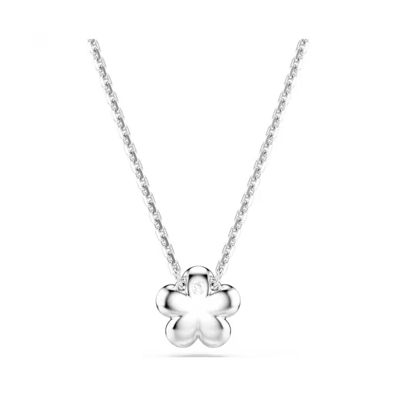 Gargantilla Swarovski Angelic Flor Baño Rodio, Cristales Blancos y Perla 5755817