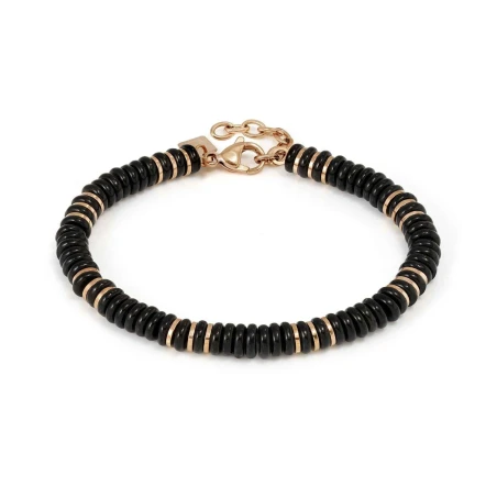 Pulsera Nomination Instict Style plata Baño Oro y Piedras Onix Negro 027938/102