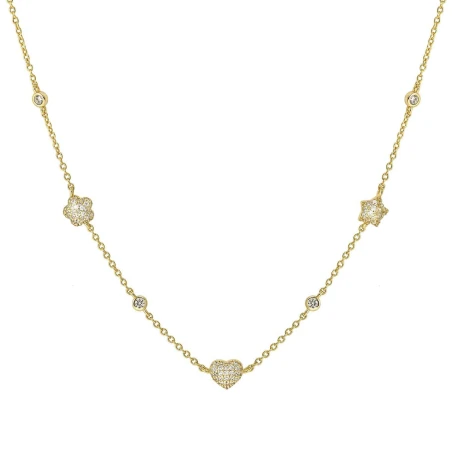 Collar Nomination Lifepoetry Flor, Corazón y Estrella Plata Baño Oro y Circonitas Blancas 242715/052