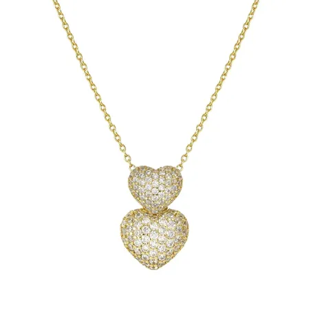 Collar Nomination Lifepoetry Doble Corazón Plata Baño Oro y Circonitas Blancas 242716/006