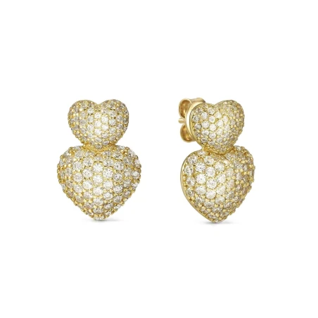 Pendientes Nomination Lifeproerty Doble Corazón Plata Baño Oro y Circonitas Blancas 242718/006