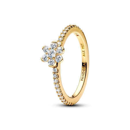 Anillo Pandora Flor Brillante Baño Oro 164499C01