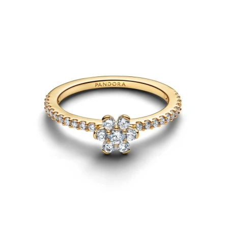 Anillo Pandora Flor Brillante Baño Oro 164499C01