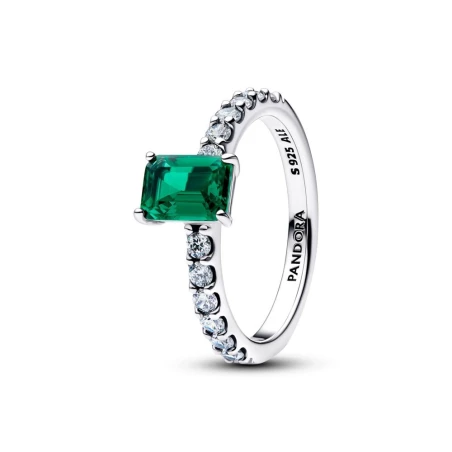 Anillo Pandora Halo Rectangular Brillante Verde 194506C01
