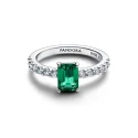 Anillo Pandora Halo Rectangular Brillante Verde 194506C01