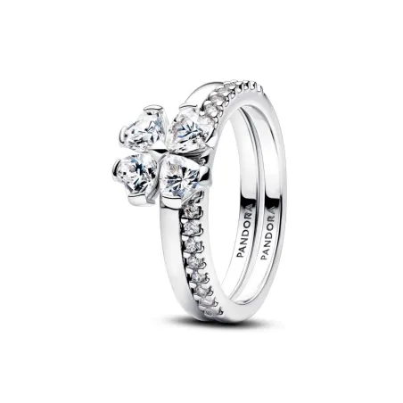 Anillo Pandora Divisible Trébol de la Suerte Brillante Plata 194507C01